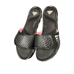 adidas Women’s Black Slide Sandals with Pink Lining